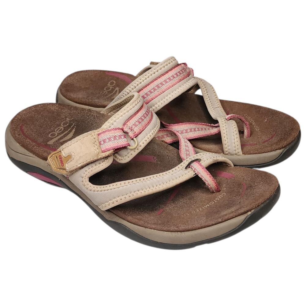 Abeo Womens Topanga Sandals Size 8 Gray Pink Comfort Strappy Beach
